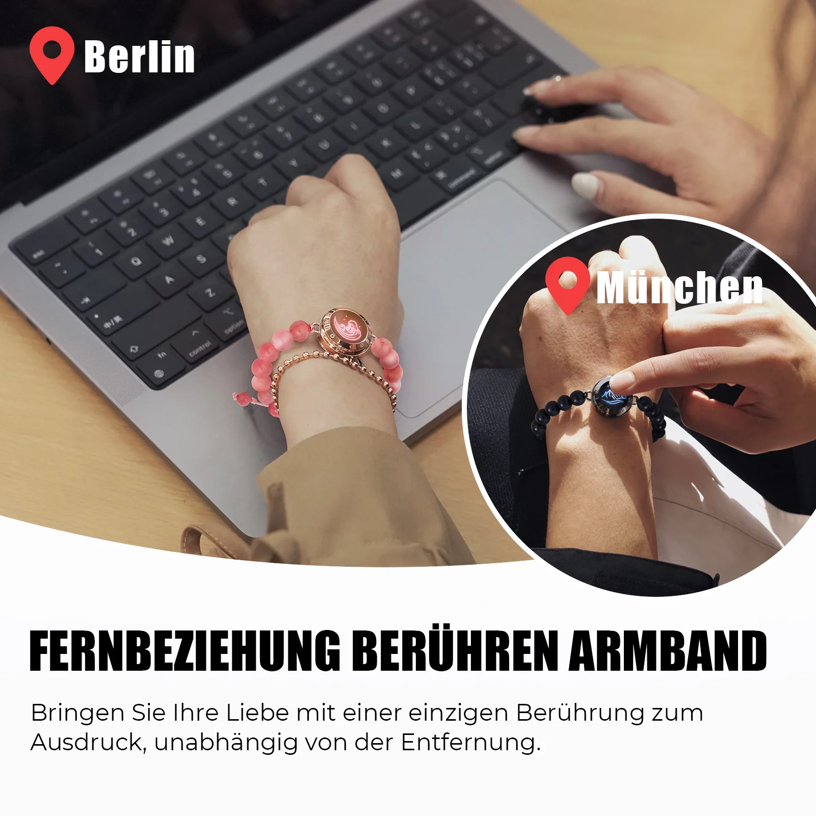 Berg & Meer Serie - Berg & Meer Touch Armbänder mit schwarzen Achatperlen und Rosa Persischem Jade - Image 3