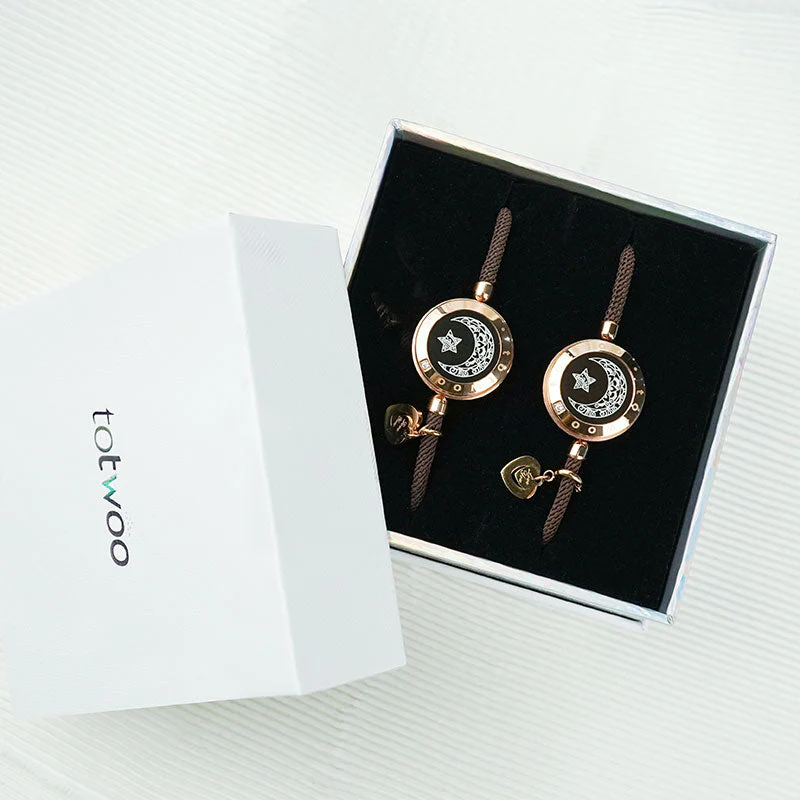 Sonne & Mond Serie - Mond&Stern Touch Armbänder mit Mailänder Seil (Braun+Braun) - Image 8