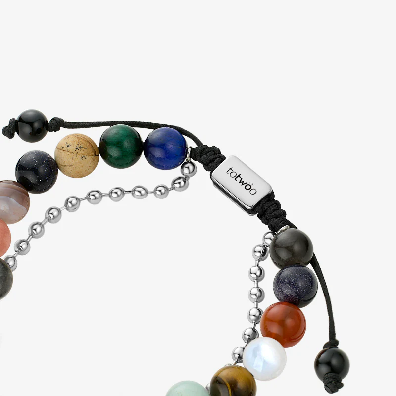 Sonne & Mond Serie - Planet Beaded Armband (Silber) - Image 10