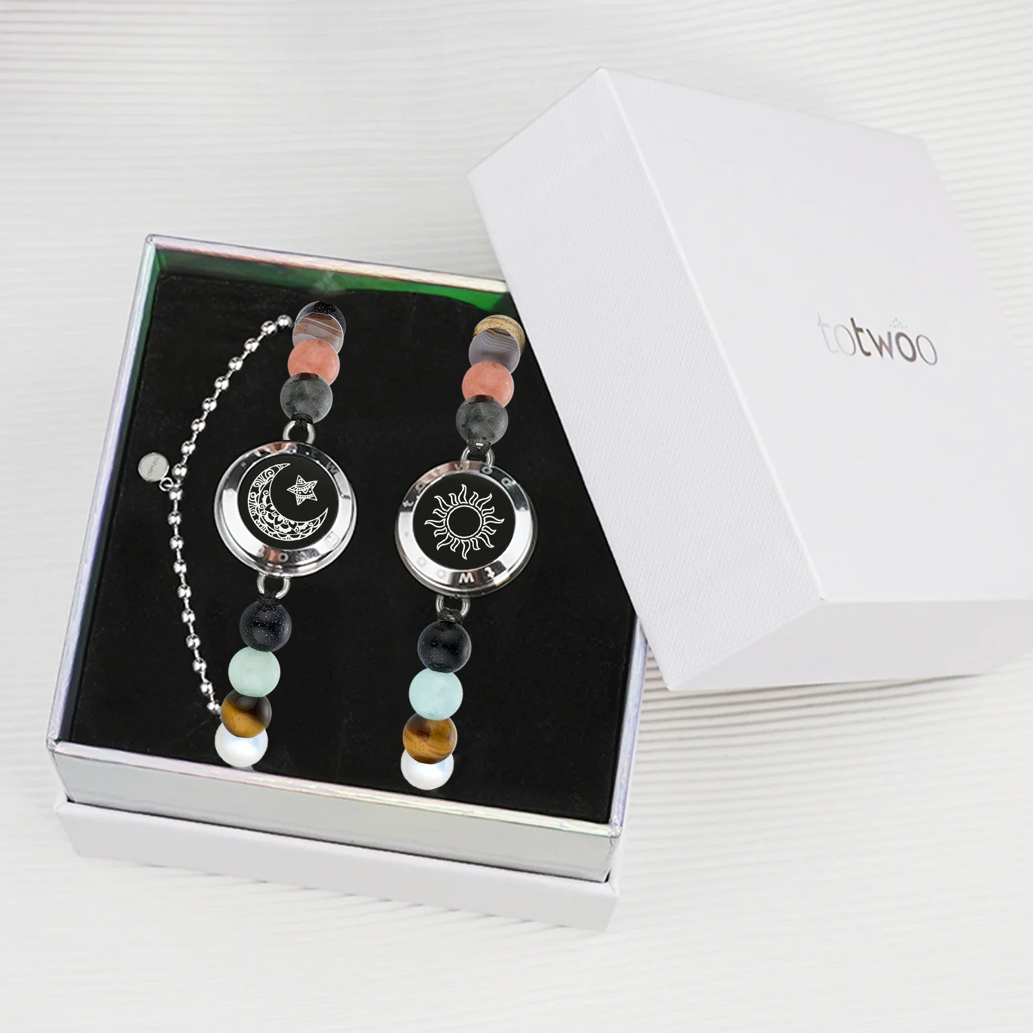 Sonne & Mond Serie - Planet Beaded Armband (Silber) - Image 11