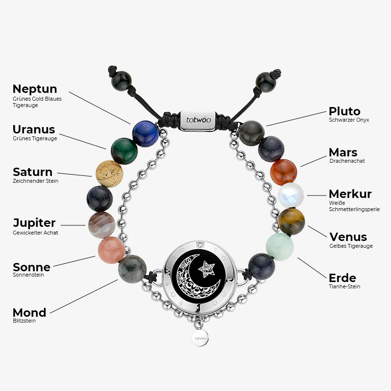 Sonne & Mond Serie - Planet Beaded Armband (Silber) - Image 4