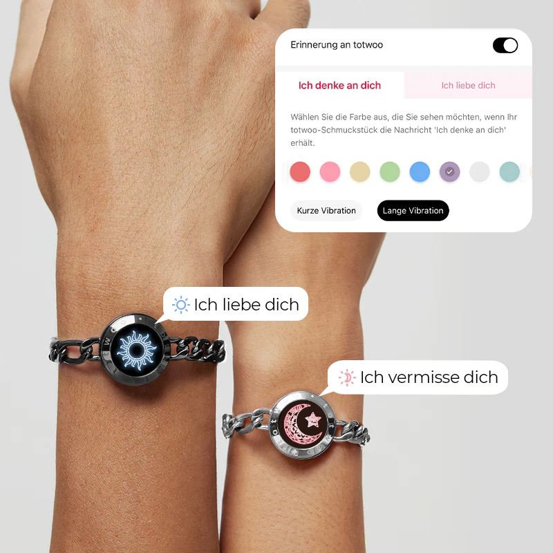 Sonne & Mond Serie - Totwoo Touch Armbänder mit Figarokette (Schwarz+Silber) - Image 4