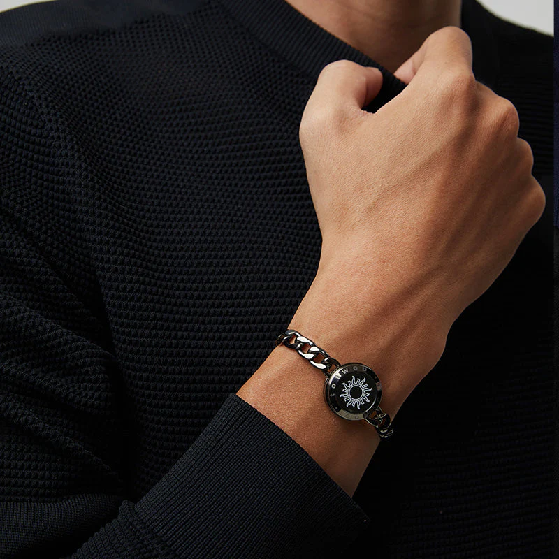 Sonne & Mond Serie - Totwoo Touch Armbänder mit Figarokette (Schwarz+Silber) - Image 7