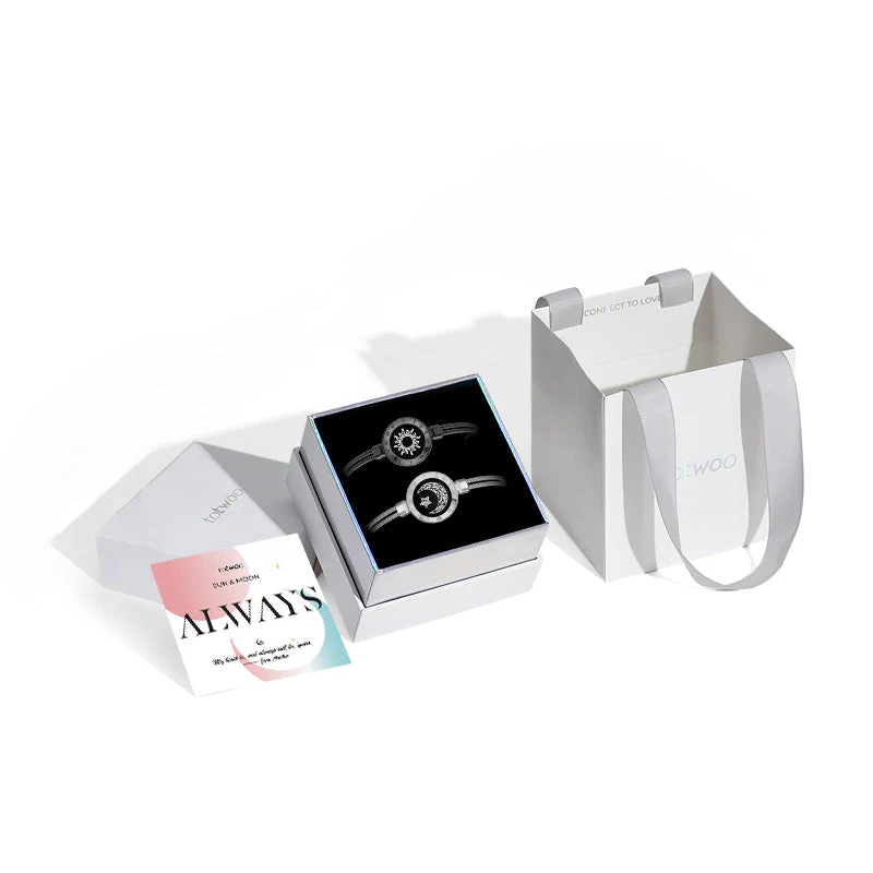 Sonne & Mond Serie - Totwoo Touch Armbänder mit Figarokette (Schwarz+Silber) - Image 9