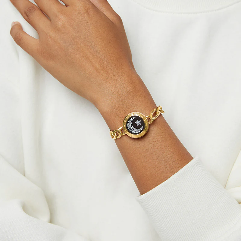 Sonne & Mond Serie - Touch Armbänder mit Figarokette (Schwarz + Gold) - Image 4