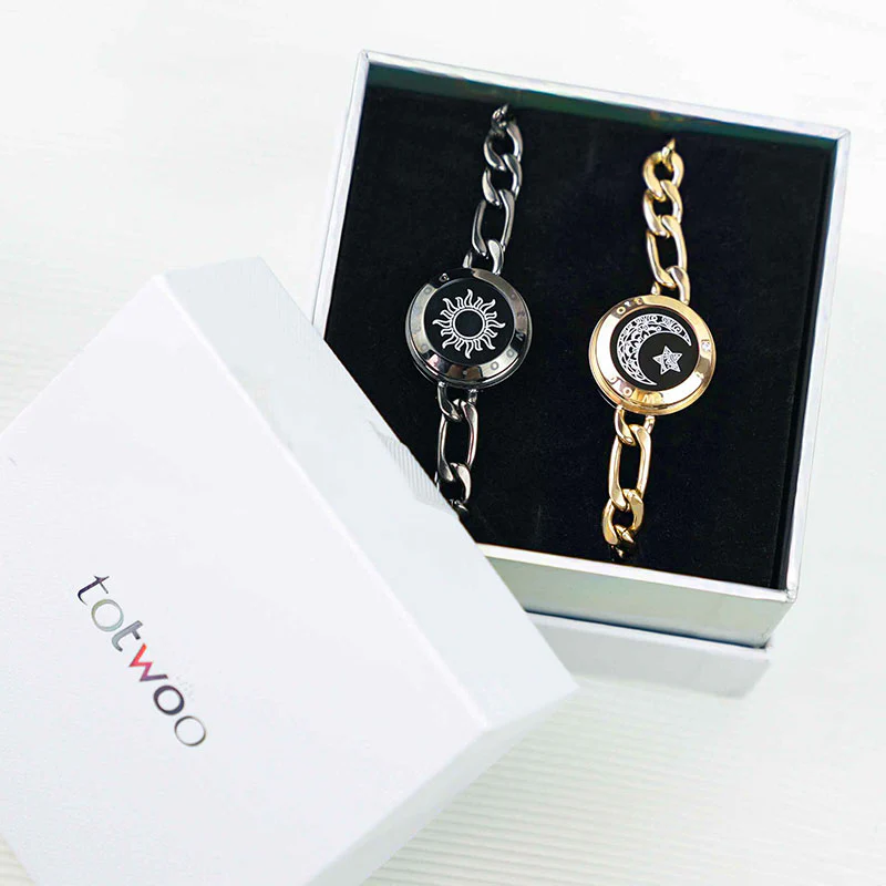 Sonne & Mond Serie - Touch Armbänder mit Figarokette (Schwarz + Gold) - Image 6