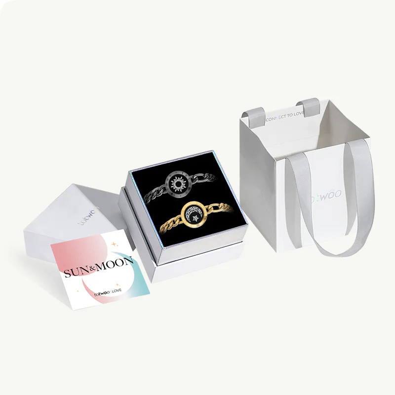 Sonne & Mond Serie - Touch Armbänder mit Figarokette (Schwarz + Gold) - Image 7