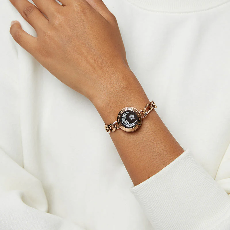 Sonne & Mond Serie - Touch Armbänder mit Figarokette (Schwarz+Roségold) - Image 5