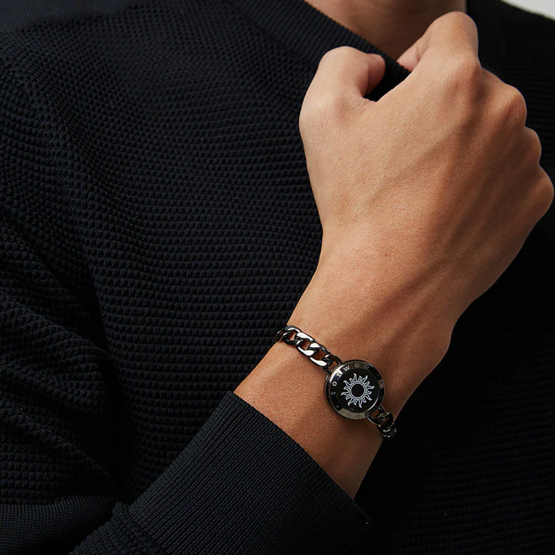 Sonne & Mond Serie - Touch Armbänder mit Figarokette (Schwarz+Roségold) - Image 6