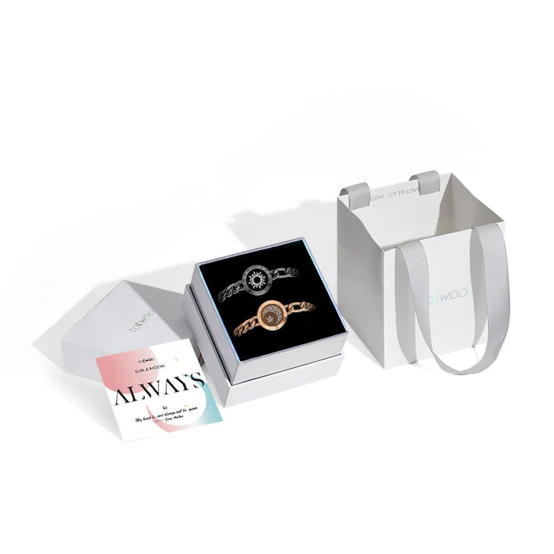 Sonne & Mond Serie - Touch Armbänder mit Figarokette (Schwarz+Roségold) - Image 8