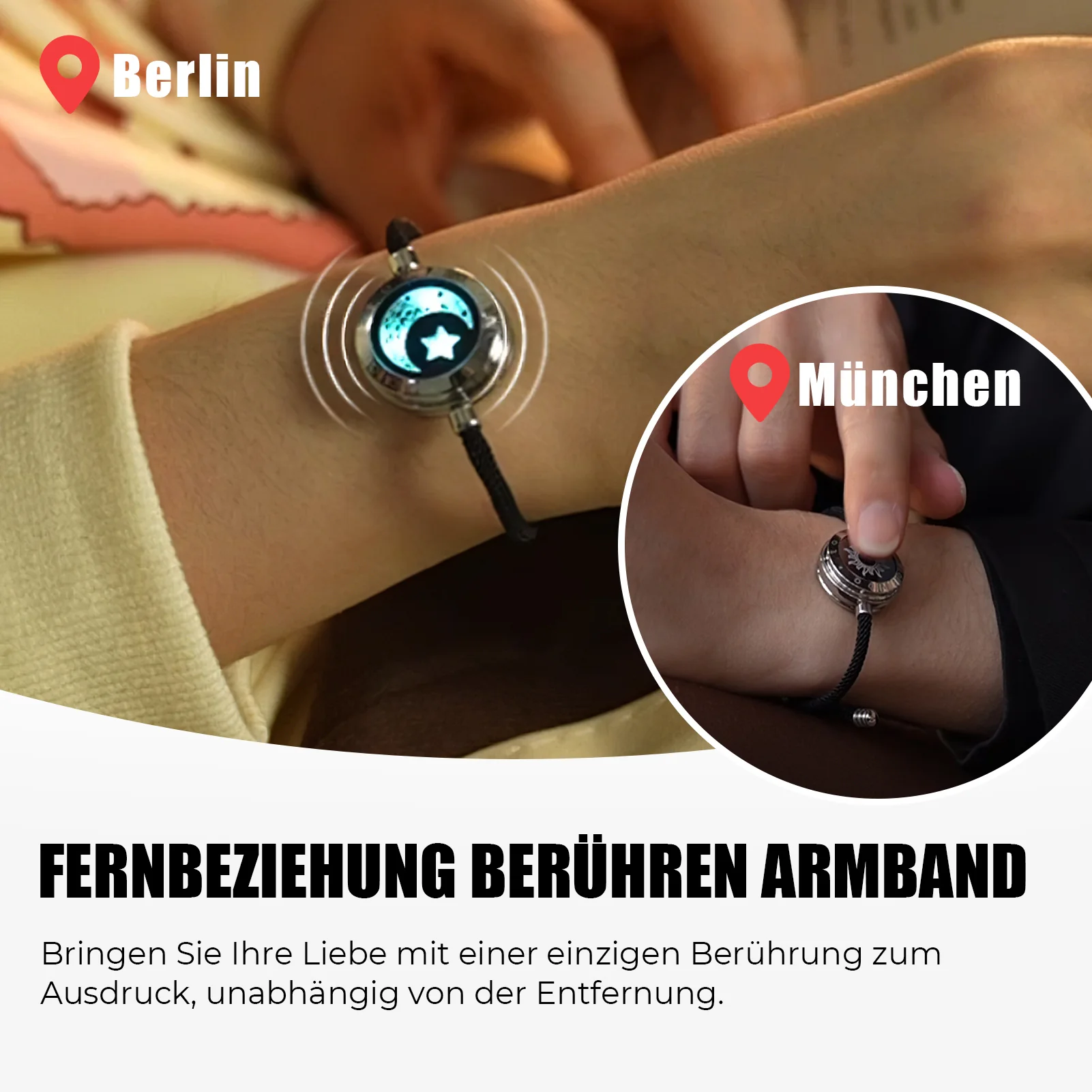 Sonne & Mond Serie - Touch Armbänder mit Mailänder Seil (Silber+Silber) - Image 3